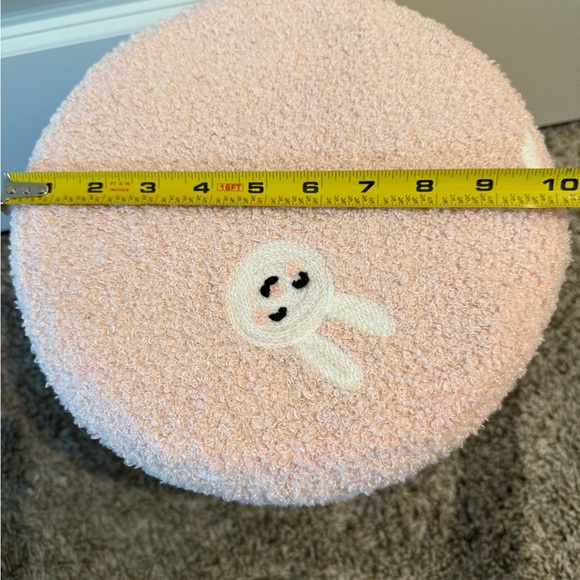Pink Bunny Accent Ottoman Stool with Wooden Legs - Picture 4 of 8